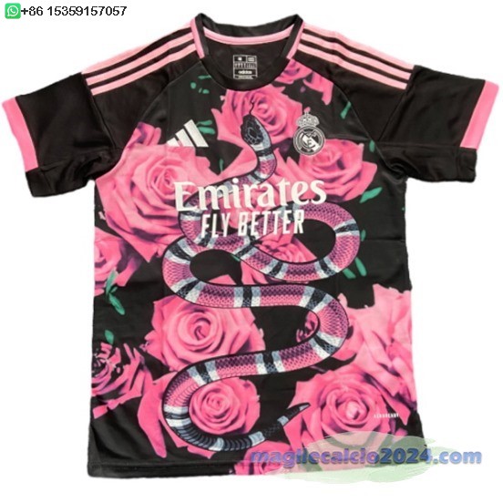 Thailandia speciale Maglia Calcio Real Madrid 2025 2026 Rosa Nero Poco Prezzo