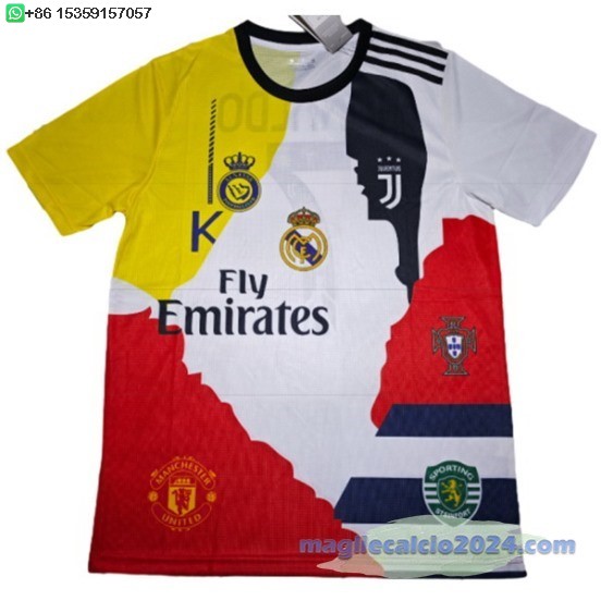 Thailandia speciale Ronaldo Maglia Calcio Portogallo 2025 Bianco Giallo Poco Prezzo