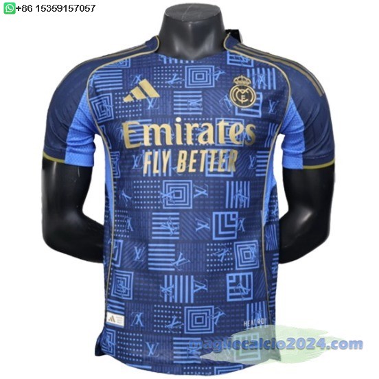 speciale Giocatori Maglia Calcio Real Madrid 2025 2026 Blu Poco Prezzo