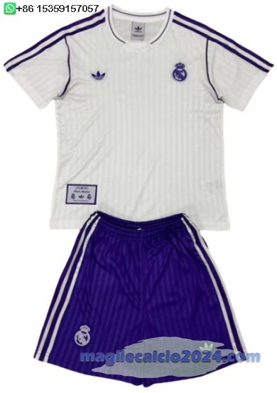 speciale Set Completo Bambino Real Madrid 2025 2026 Bianco Purpureo Poco Prezzo