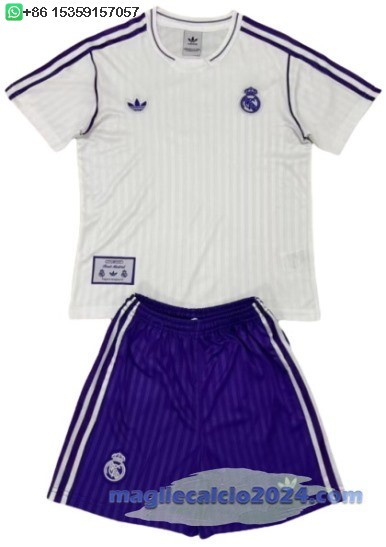 speciale Set Completo Uomo Real Madrid 2025 2026 Bianco Purpureo Poco Prezzo