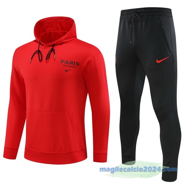 Felpa Cappuccio Bambino Paris Saint Germain 2023 2024 Rosso Nero Poco Prezzo
