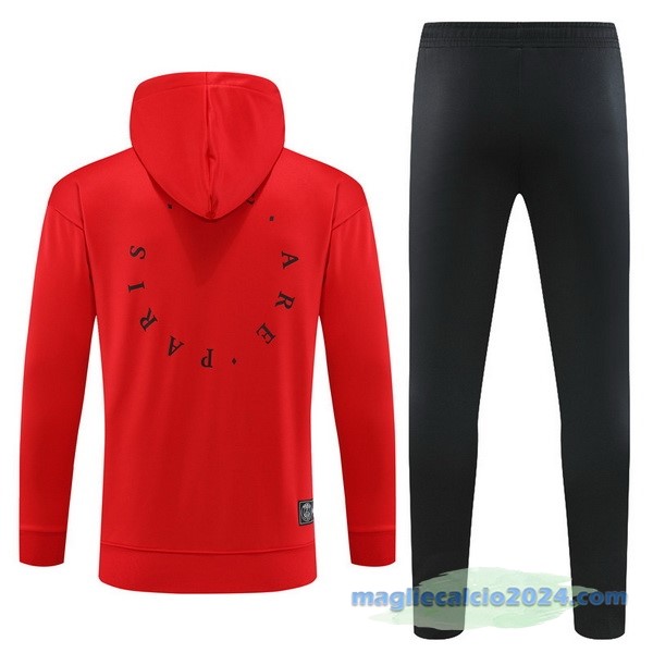 Felpa Cappuccio Bambino Paris Saint Germain 2023 2024 Rosso Nero Poco Prezzo