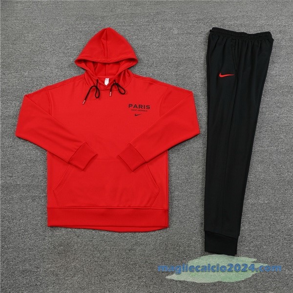 Felpa Cappuccio Bambino Paris Saint Germain 2023 2024 Rosso Nero Poco Prezzo
