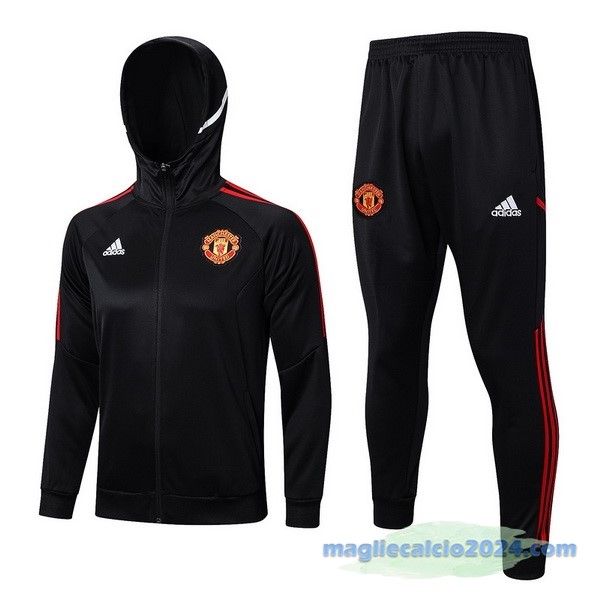 Felpa Cappuccio Manchester United 2022 2023 Nero Poco Prezzo