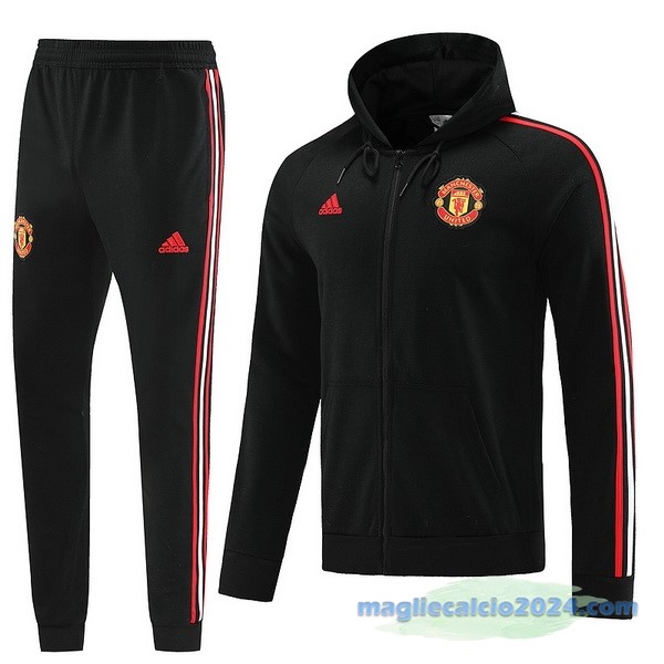Felpa Cappuccio Manchester United 2022 2023 Nero Rosso Poco Prezzo