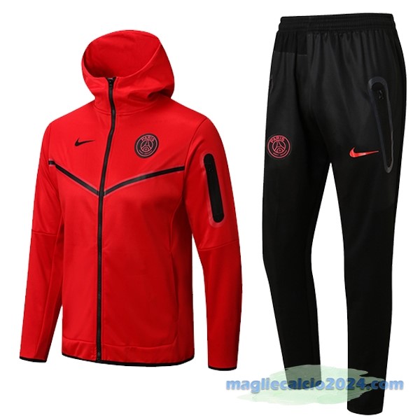 Felpa Cappuccio Paris Saint Germain 2022 2023 Rosso Nero Poco Prezzo
