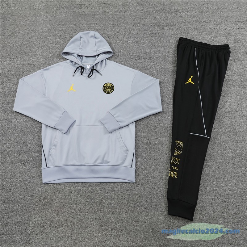 Felpa Cappuccio Paris Saint Germain Bambino 2023 2024 Grigio Nero Poco Prezzo