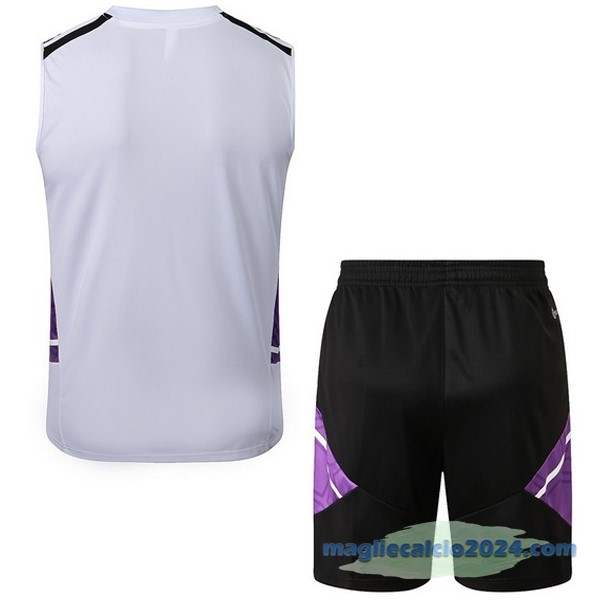Formazione Senza Maniche Set Completo Real Madrid 2022 2023 Bianco Purpureo Nero Poco Prezzo