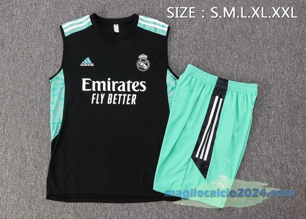 Formazione Senza Maniche Set Completo Real Madrid 2022 2023 Nero Verde Poco Prezzo