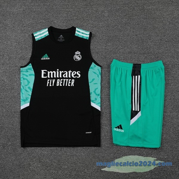 Formazione Senza Maniche Set Completo Real Madrid 2022 2023 Nero Verde Poco Prezzo