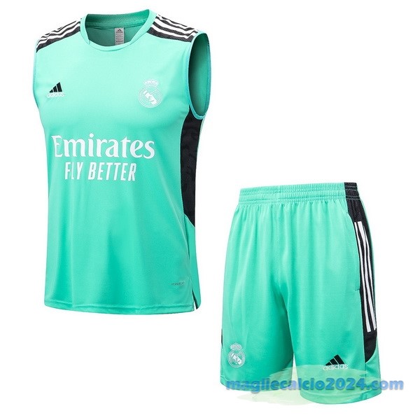 Formazione Senza Maniche Set Completo Real Madrid 2022 2023 Verde Nero Poco Prezzo