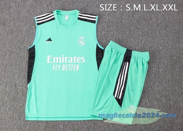 Formazione Senza Maniche Set Completo Real Madrid 2022 2023 Verde Nero Poco Prezzo