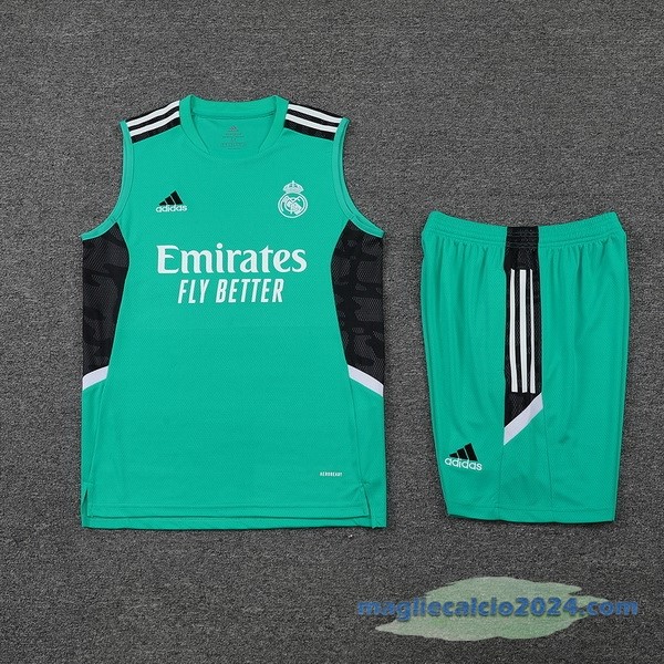 Formazione Senza Maniche Set Completo Real Madrid 2022 2023 Verde Nero Poco Prezzo