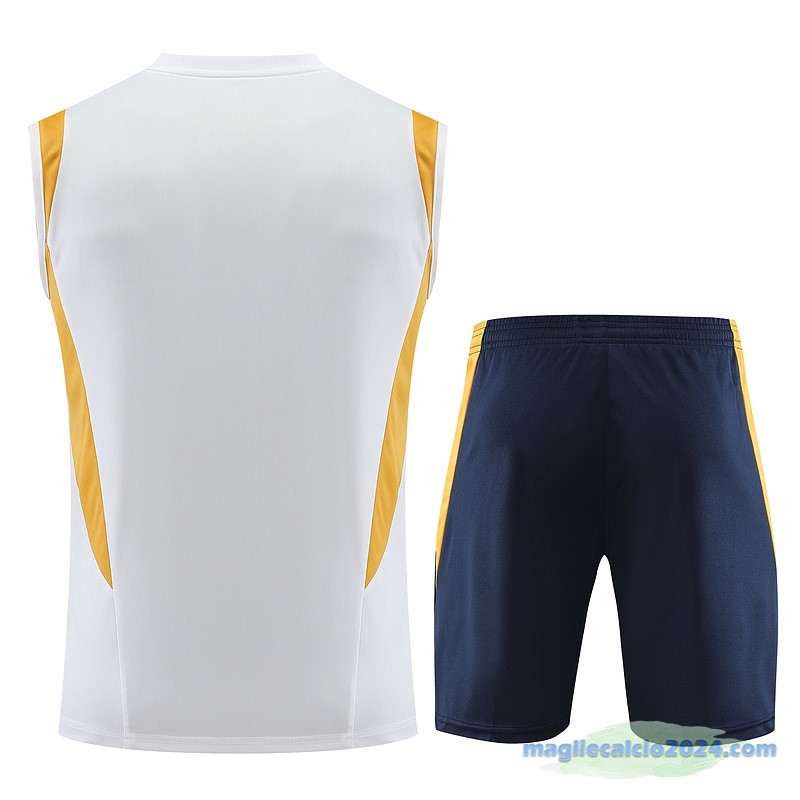 Formazione Senza Maniche Set Completo Real Madrid 2023 2024 Bianco Giallo Azul Poco Prezzo