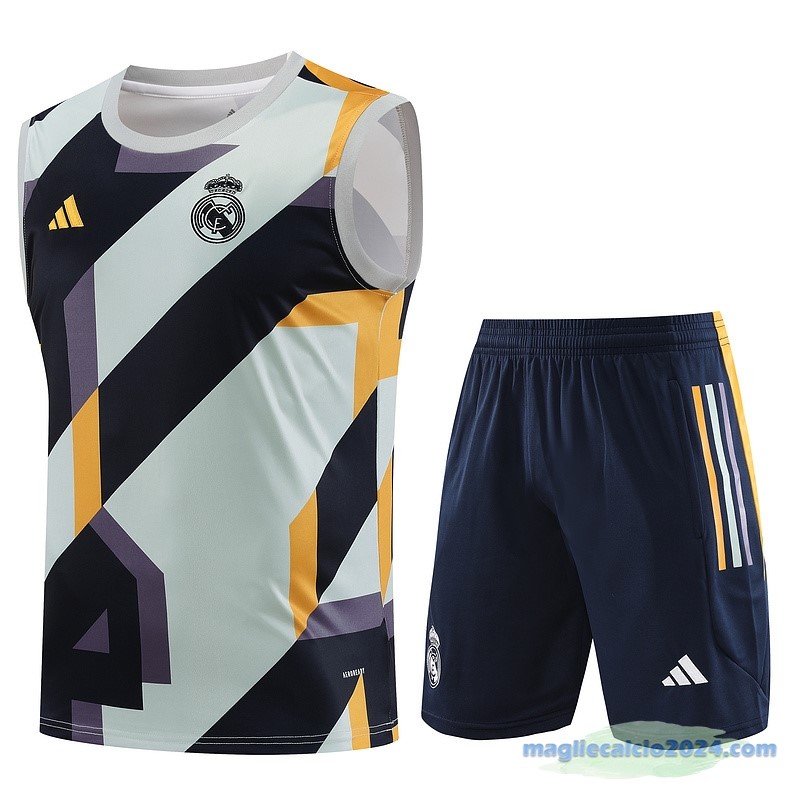 Formazione Senza Maniche Set Completo Real Madrid 2023 2024 Bianco Purpureo I Azul Poco Prezzo