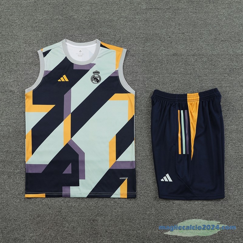 Formazione Senza Maniche Set Completo Real Madrid 2023 2024 Bianco Purpureo I Azul Poco Prezzo