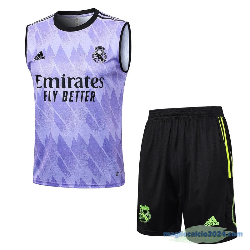 Formazione Senza Maniche Set Completo Real Madrid 2023 2024 Purpureo Nero Verde Poco Prezzo