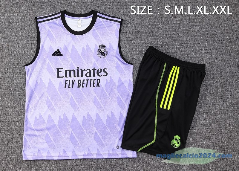 Formazione Senza Maniche Set Completo Real Madrid 2023 2024 Purpureo Nero Verde Poco Prezzo