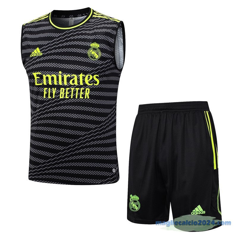 Formazione Senza Maniche Set Completo Real Madrid 2023 2024 Verde Grigio Nero Poco Prezzo
