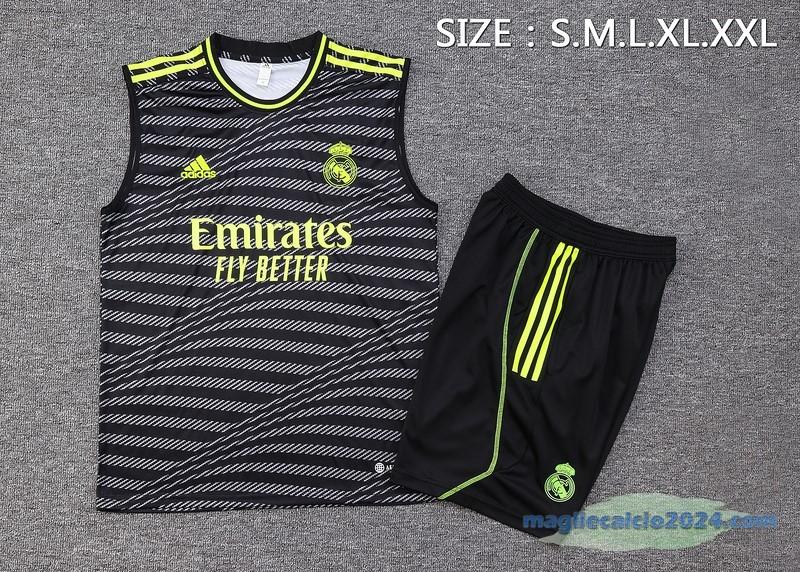 Formazione Senza Maniche Set Completo Real Madrid 2023 2024 Verde Grigio Nero Poco Prezzo