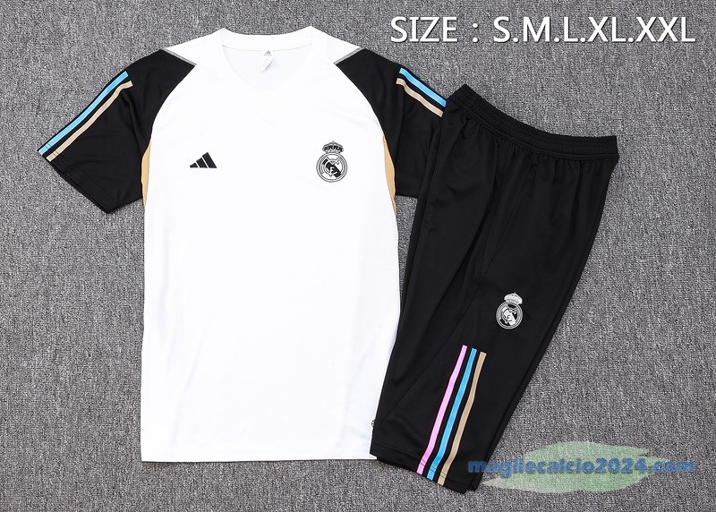 Formazione Set Completo Real Madrid 2023 2024 Bianco Giallo Nero Poco Prezzo