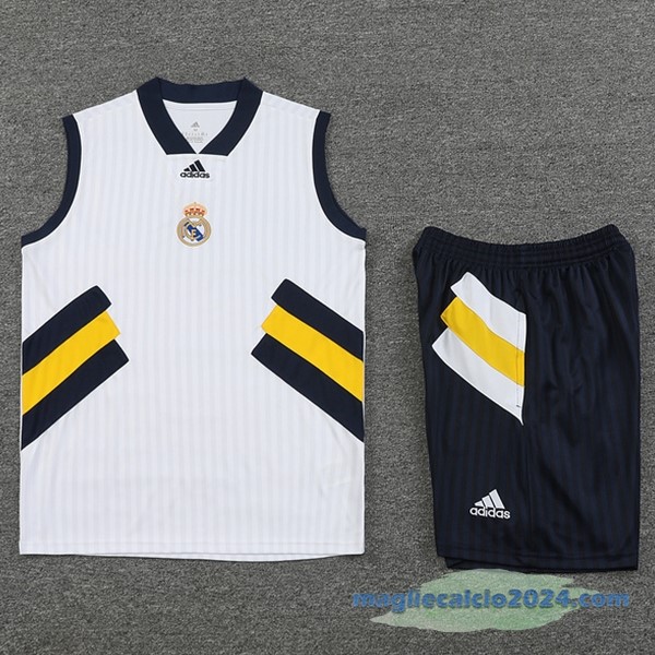 Formazione Set Completo Real Madrid 2023 2024 Bianco Giallo Poco Prezzo