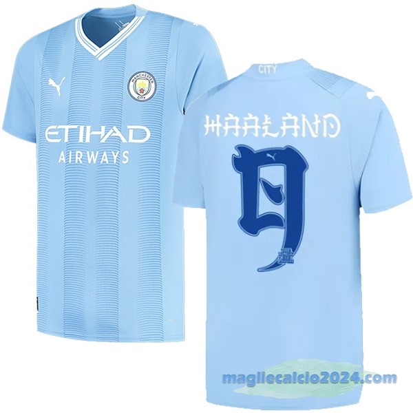 NO.9 Haaland Prima Maglia Manchester City 2023 2024 Azul Poco Prezzo