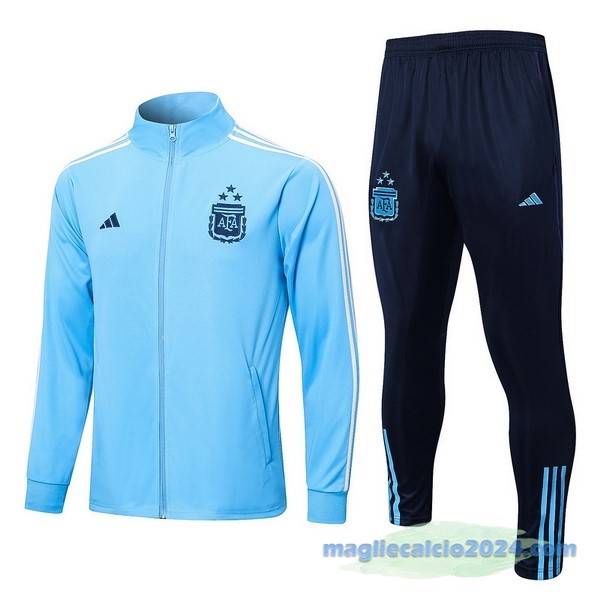 Set Completo Ropa Deportiva Con Cremallera Larga Argentina 2023 Azul Poco Prezzo