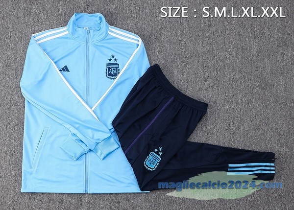 Set Completo Ropa Deportiva Con Cremallera Larga Argentina 2023 Azul Poco Prezzo
