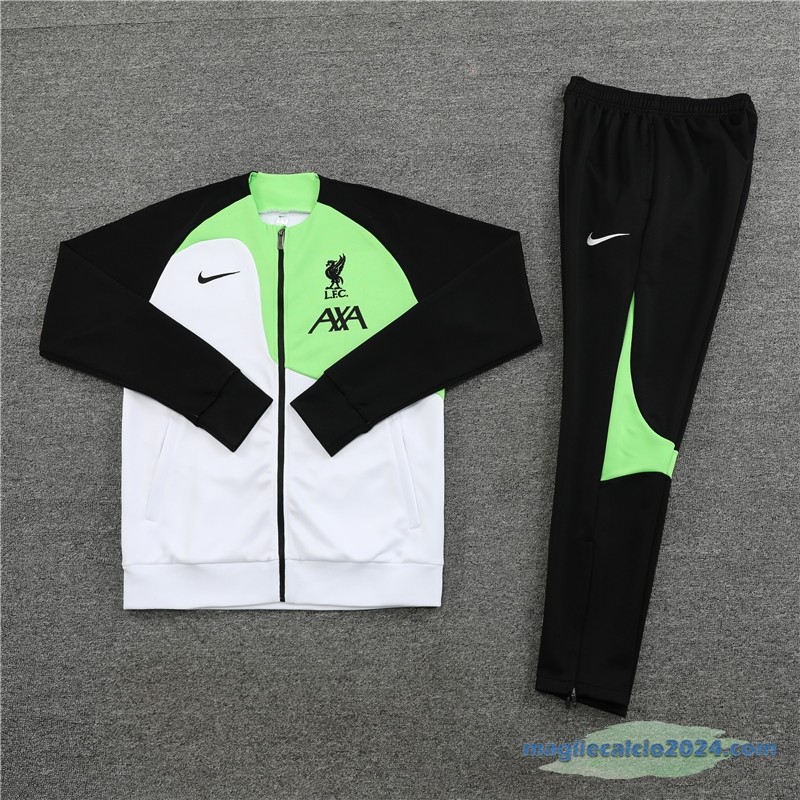 Set Completo Ropa Deportiva Con Cremallera Larga Bambino Liverpool 2022 2023 Bianco Verde Nero Poco Prezzo