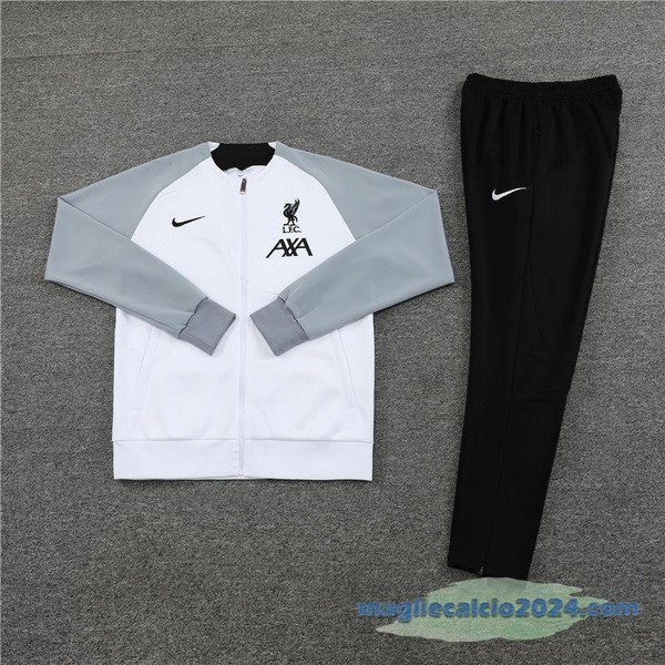Set Completo Ropa Deportiva Con Cremallera Larga Bambino Liverpool 2022 2023 Grigio Bianco Nero Poco Prezzo