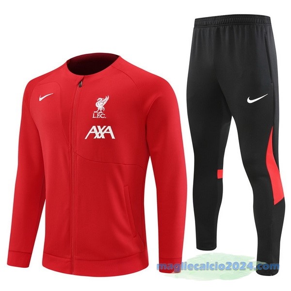 Set Completo Ropa Deportiva Con Cremallera Larga Bambino Liverpool 2022 2023 Rosso Nero Poco Prezzo