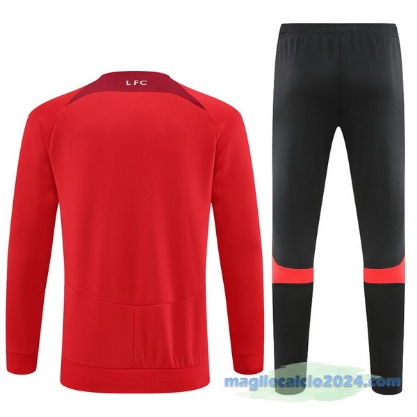 Set Completo Ropa Deportiva Con Cremallera Larga Bambino Liverpool 2022 2023 Rosso Nero Poco Prezzo