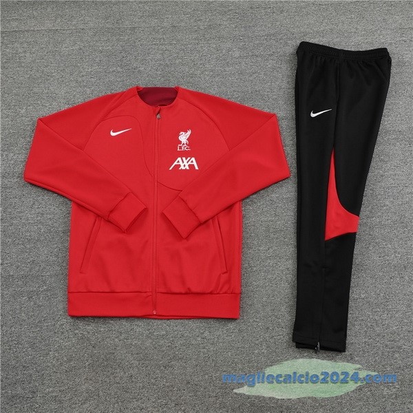Set Completo Ropa Deportiva Con Cremallera Larga Bambino Liverpool 2022 2023 Rosso Nero Poco Prezzo