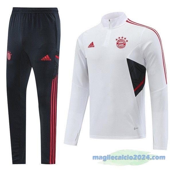 Set Completo Ropa Deportiva Con Cremallera Larga Bayern Múnich 2022 2023 Bianco Poco Prezzo