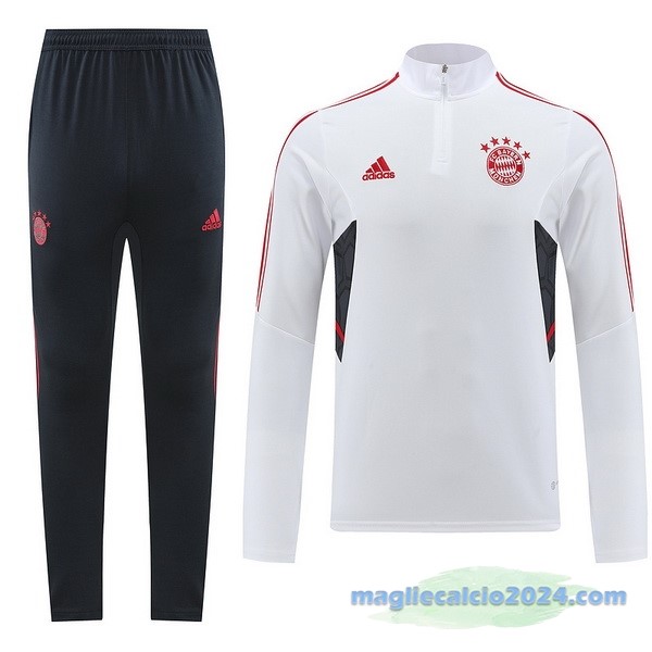 Set Completo Ropa Deportiva Con Cremallera Larga Bayern Múnich 2022 2023 Bianco Poco Prezzo