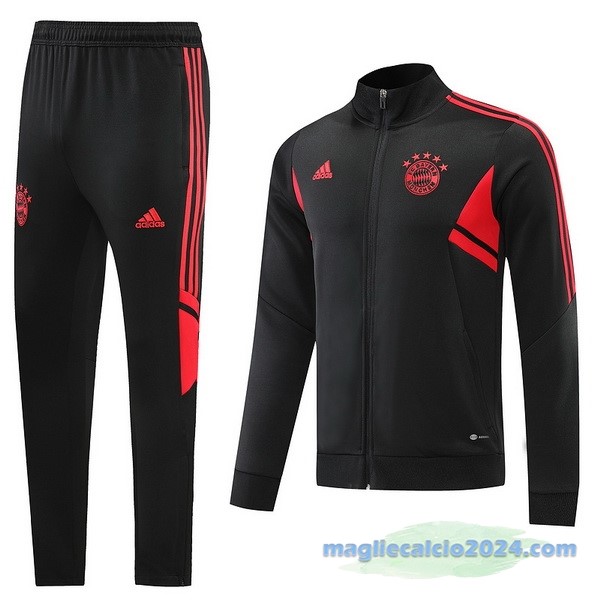 Set Completo Ropa Deportiva Con Cremallera Larga Bayern Múnich 2022 2023 Grigio I Rosso Poco Prezzo
