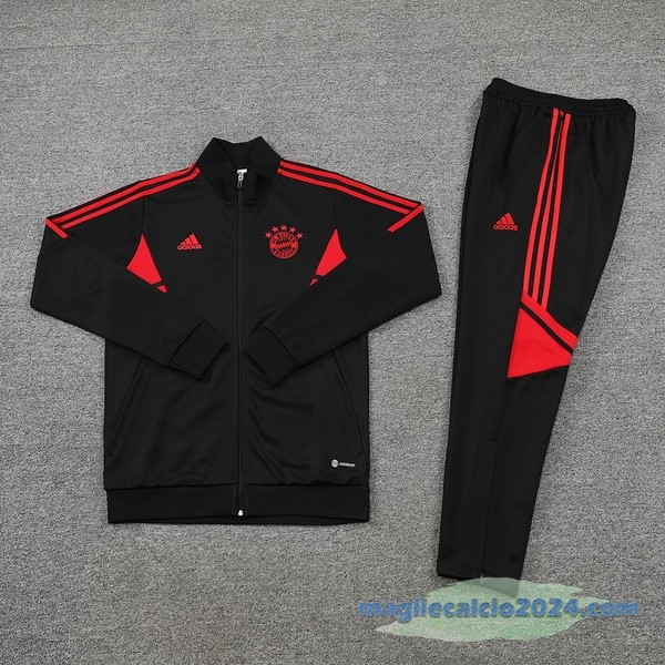 Set Completo Ropa Deportiva Con Cremallera Larga Bayern Múnich 2022 2023 Grigio I Rosso Poco Prezzo