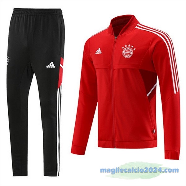 Set Completo Ropa Deportiva Con Cremallera Larga Bayern Múnich 2022 2023 Nero Rosso Poco Prezzo