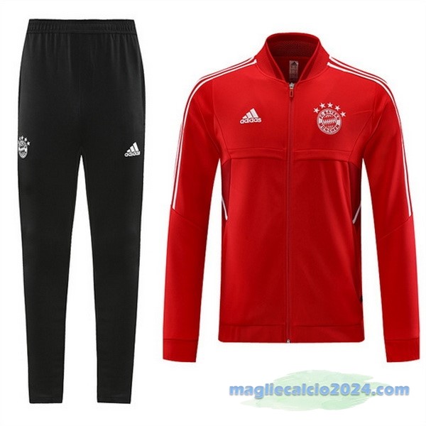 Set Completo Ropa Deportiva Con Cremallera Larga Bayern Múnich 2022 2023 Nero Rosso Poco Prezzo