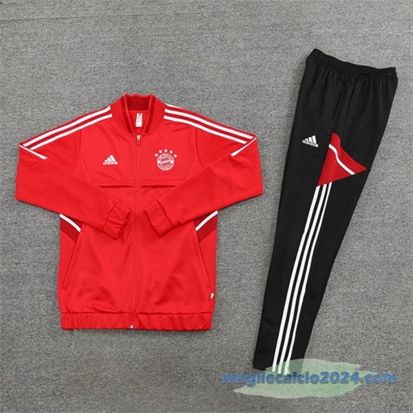 Set Completo Ropa Deportiva Con Cremallera Larga Bayern Múnich 2022 2023 Nero Rosso Poco Prezzo