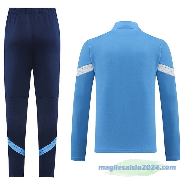 Set Completo Ropa Deportiva Con Cremallera Larga Manchester City 2022 2023 Azul I Nero Poco Prezzo