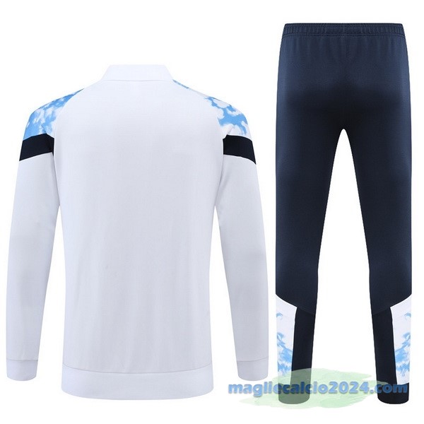 Set Completo Ropa Deportiva Con Cremallera Larga Manchester City 2022 2023 Bianco Azul Poco Prezzo