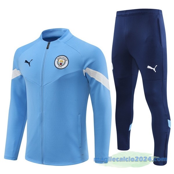 Set Completo Ropa Deportiva Con Cremallera Larga Manchester City 2022 2023 II Azul Poco Prezzo