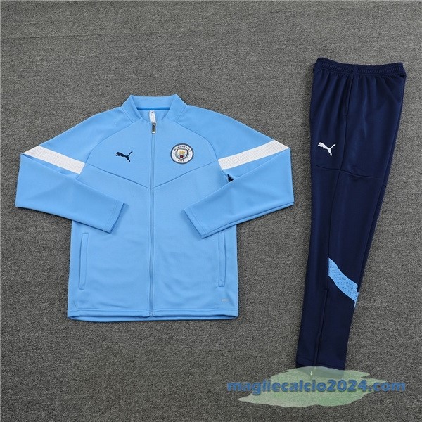 Set Completo Ropa Deportiva Con Cremallera Larga Manchester City 2022 2023 II Azul Poco Prezzo