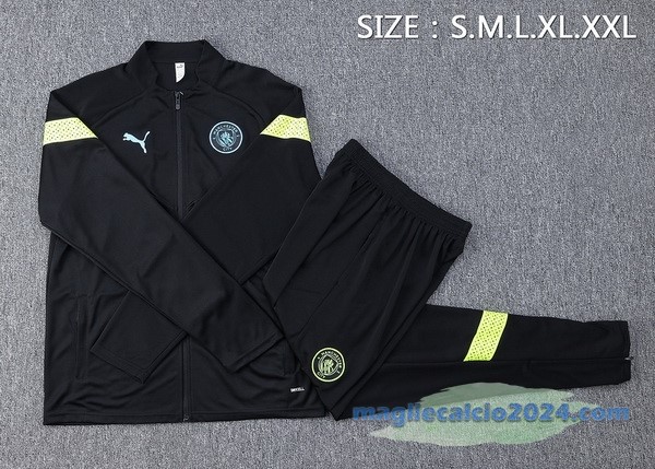 Set Completo Ropa Deportiva Con Cremallera Larga Manchester City 2022 2023 Nero Poco Prezzo