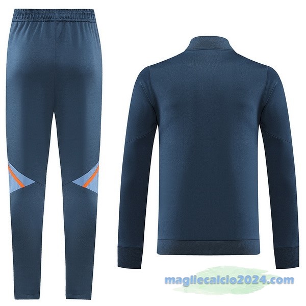Set Completo Ropa Deportiva Con Cremallera Larga Manchester United 2022 2023 Grigio Azul Poco Prezzo