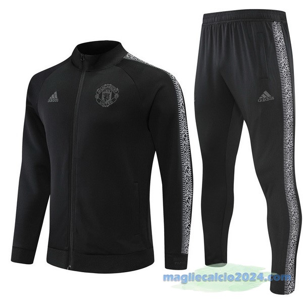 Set Completo Ropa Deportiva Con Cremallera Larga Manchester United 2022 2023 III Nero Poco Prezzo