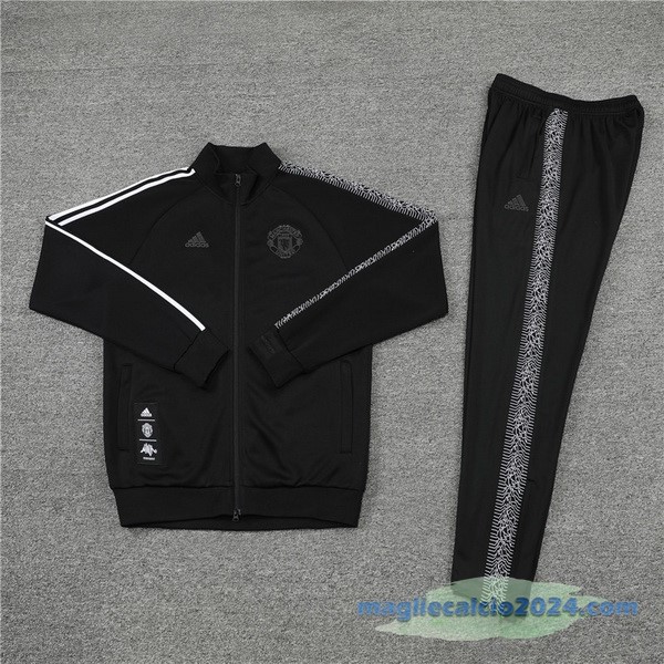 Set Completo Ropa Deportiva Con Cremallera Larga Manchester United 2022 2023 III Nero Poco Prezzo